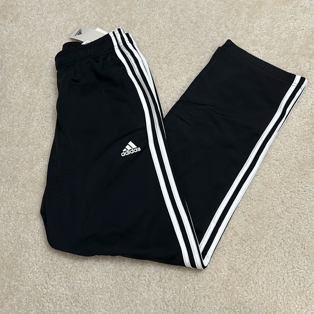 adidas Essentials 3-Stripes Tricot Open Hem Pants NWT - Picture 2 of 9